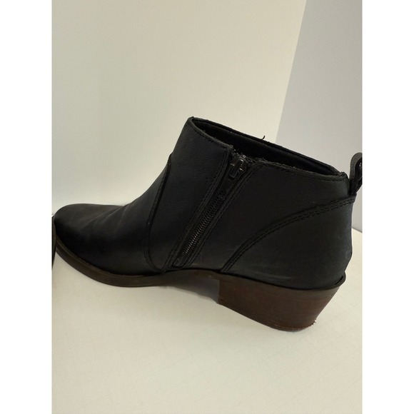 Lucky Brand Black Leather Ankle Boots Side Zip Block Heel Women Size 7.5 M - Picture 7 of 9
